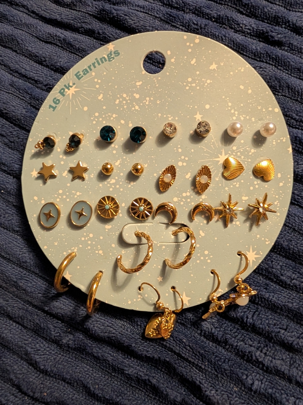 Gold-Tone Mixed Stud & Hoop Earring Set - 16 Pairs